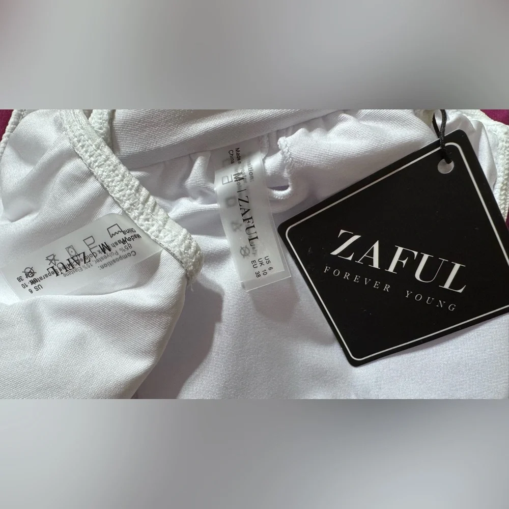 Zaful Ivory Textured Knot Bikini Set